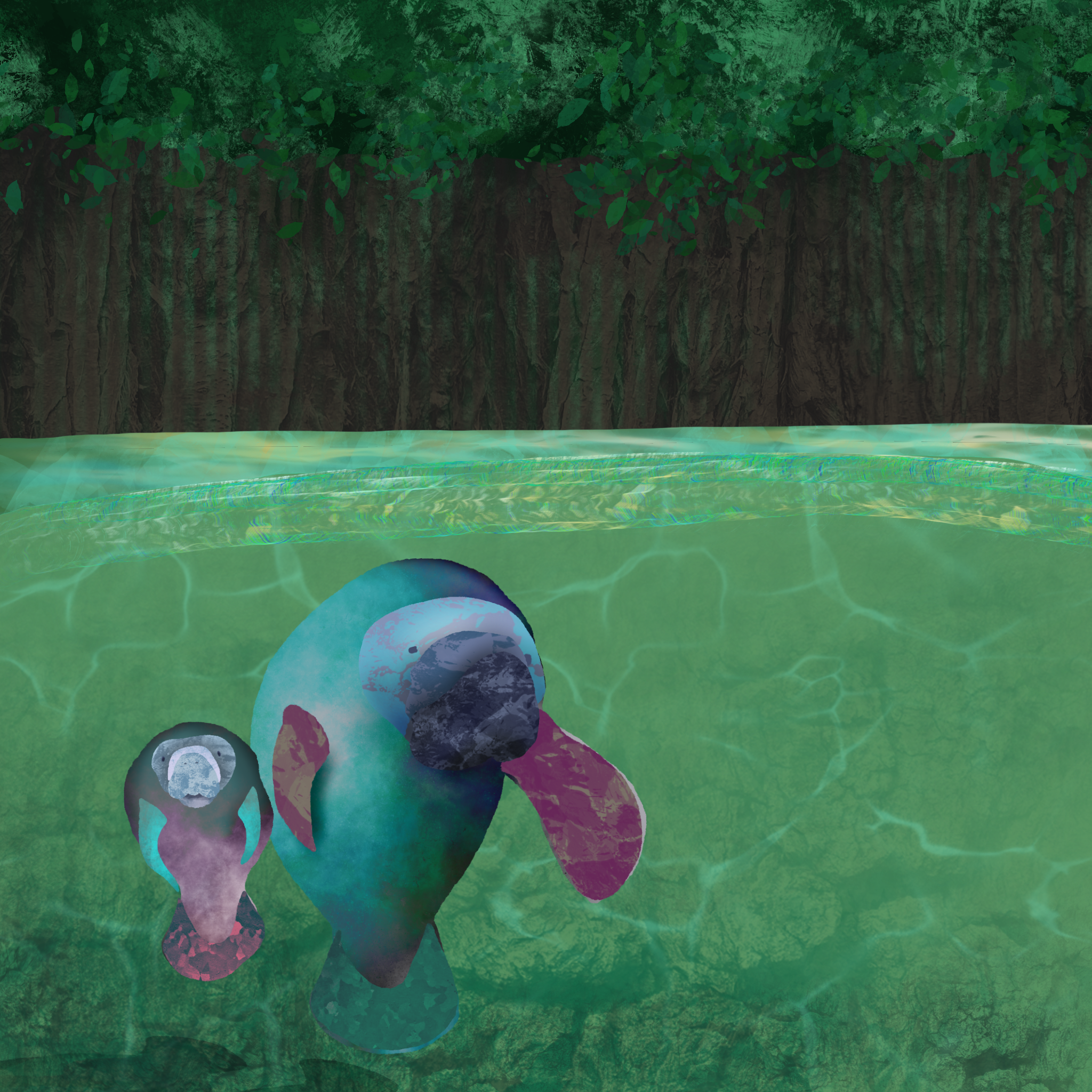 Manatees from the Amazon - Mata-Matas only friends