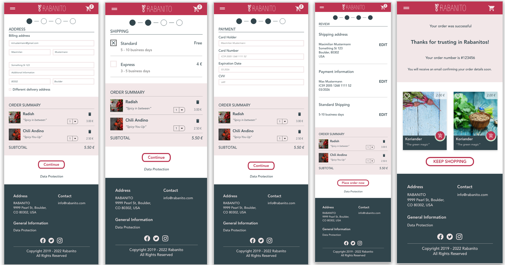 Purchasing flow on mobile (High-Fidelity Wireframes)